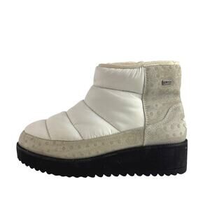 Ugg Ridge Women's White Suede Waterproof Zipper Puffer Winter Platform Boots 8.5